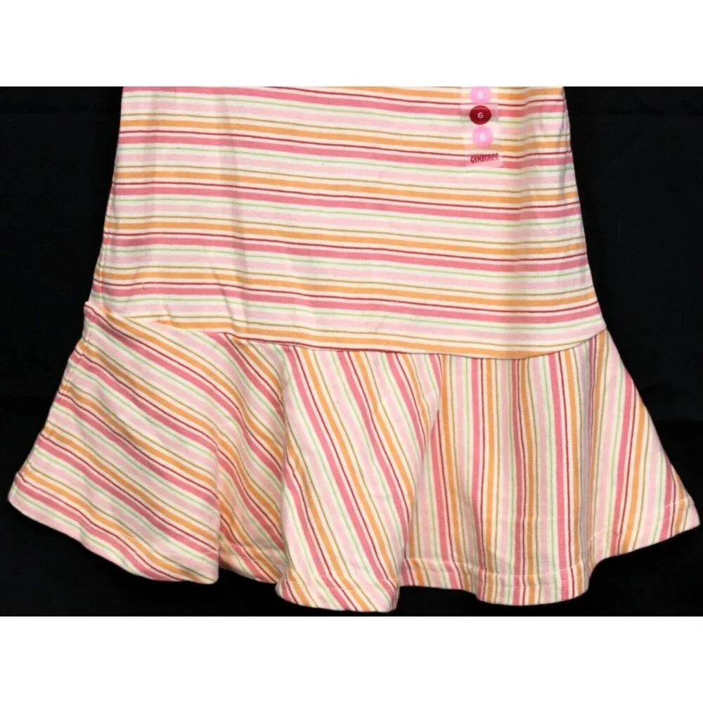 NWT 2005 Gymboree Aloha Wahine Striped Tank Dress sz 6 Flower Ruffle Drop Waist